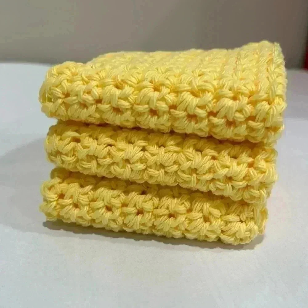 Hand Crocheted Washcloth/Dishcloth - Set of 3